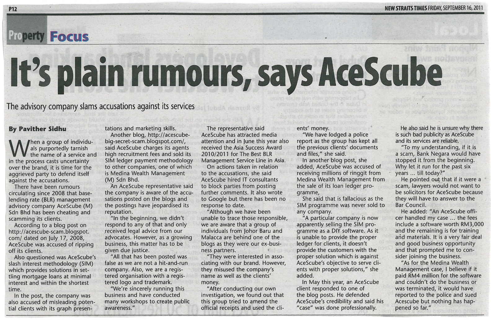 It’s plain rumours, says AceScube by PropertyTimes.my